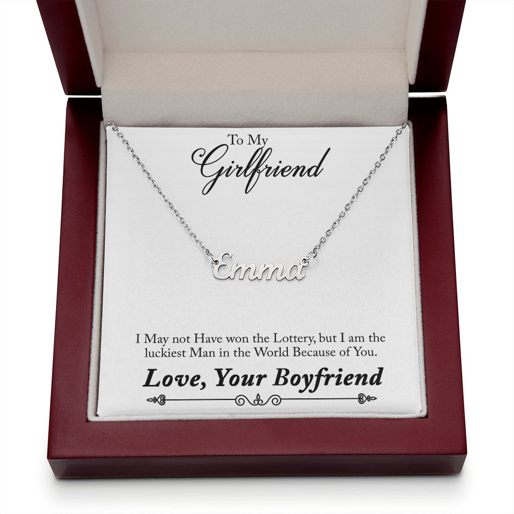 My Girlfriend - Luckiest Man Name Necklace