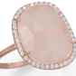 14K Rose Gold Plated Rose Quartz and CZ Halo Ring