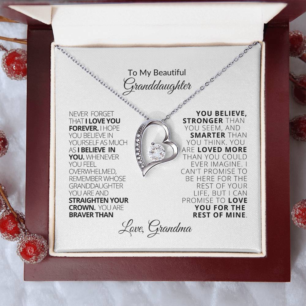 To My Beautiful Granddaughter | Braver Than You Believe | Forever Love Necklace