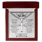 To My Son | Do Your Best | Cuban Chain Artisan Cross Necklace (Blk)
