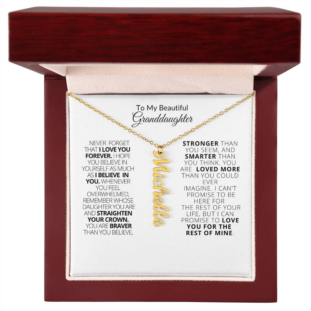 To My Beautiful Granddaughter | Braver Than You Believe | Vertical Necklace