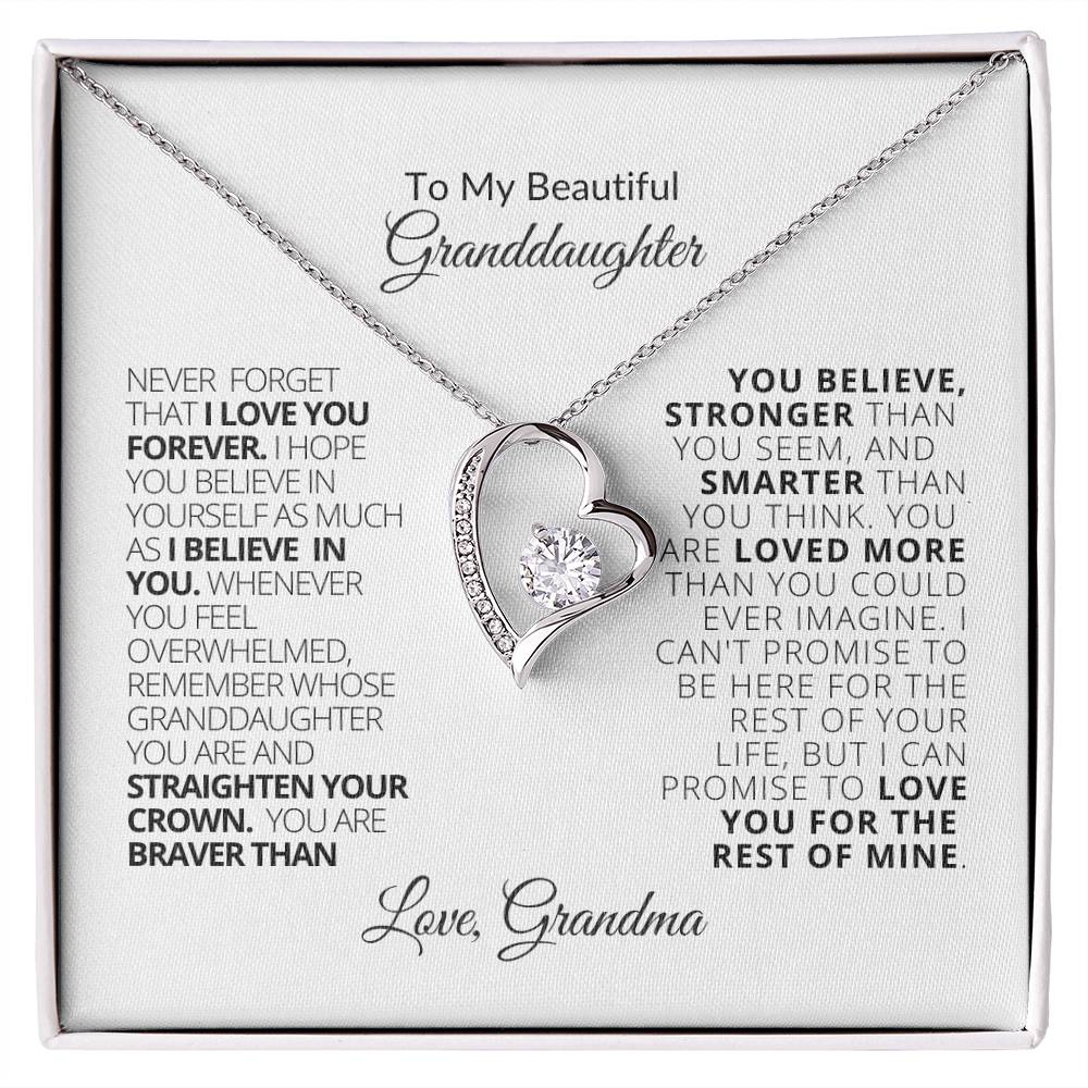 To My Beautiful Granddaughter | Braver Than You Believe | Forever Love Necklace