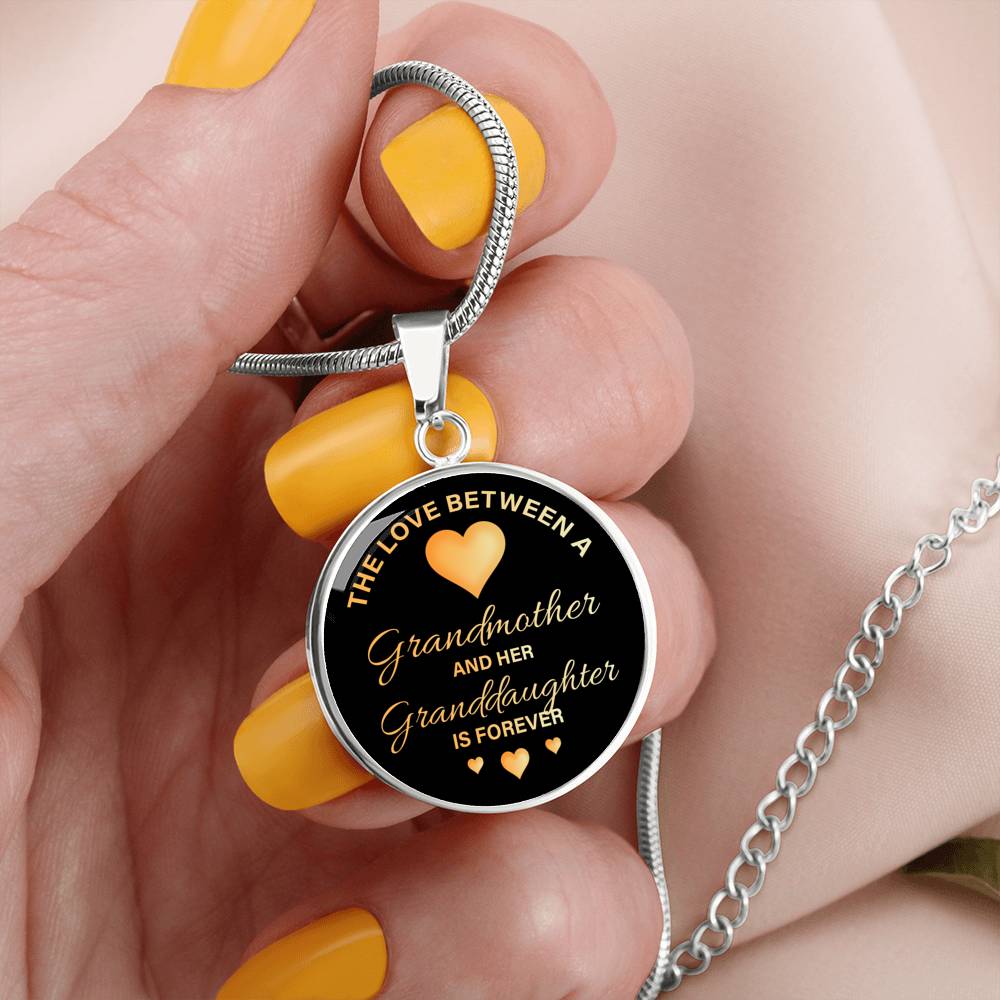 Surprise your granddaughter with this Luxury Circle Necklace.  You can engrave onto the back of the pendant your granddaughter's name, your wedding date, an anniversary, or anything else you want to remember. Makes truly unique piece that she'll cherish for years to come!