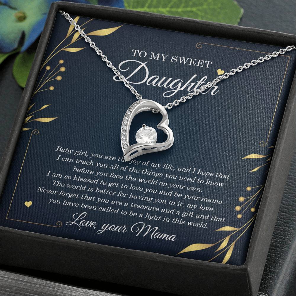 Your daughter will cherish these memorable Forever Loved Necklace for years to come. Makes a great gift and comes with a heart-felt message card. Get Free worldwide shipping from the United States.