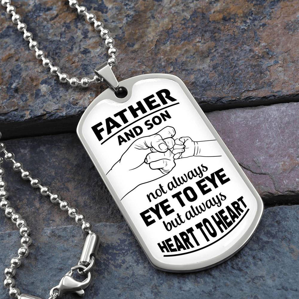 Custom dog tag necklace | Dad will cherish this Customized Dog Tag Necklace. Makes a great gift idea and comes with a heart-felt message engraved on the front. You may add any personalized message on the back!
