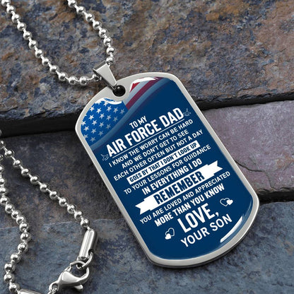 Get this engraved men's dog tag necklace for your dad with a heartfelt message