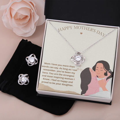 Happy Mother's Day Mom Hero Earring and Necklace Set