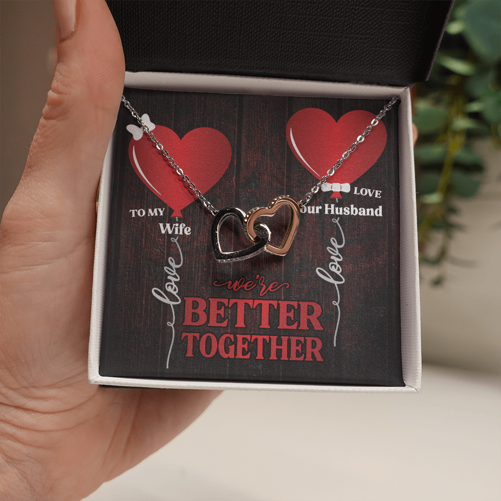 To My Wife - Better Together Two Hearts Necklace