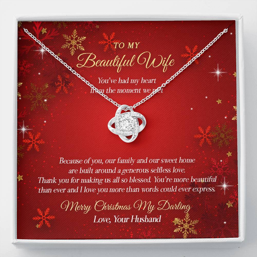 To My Beautiful Wife - Merry Christmas Necklace