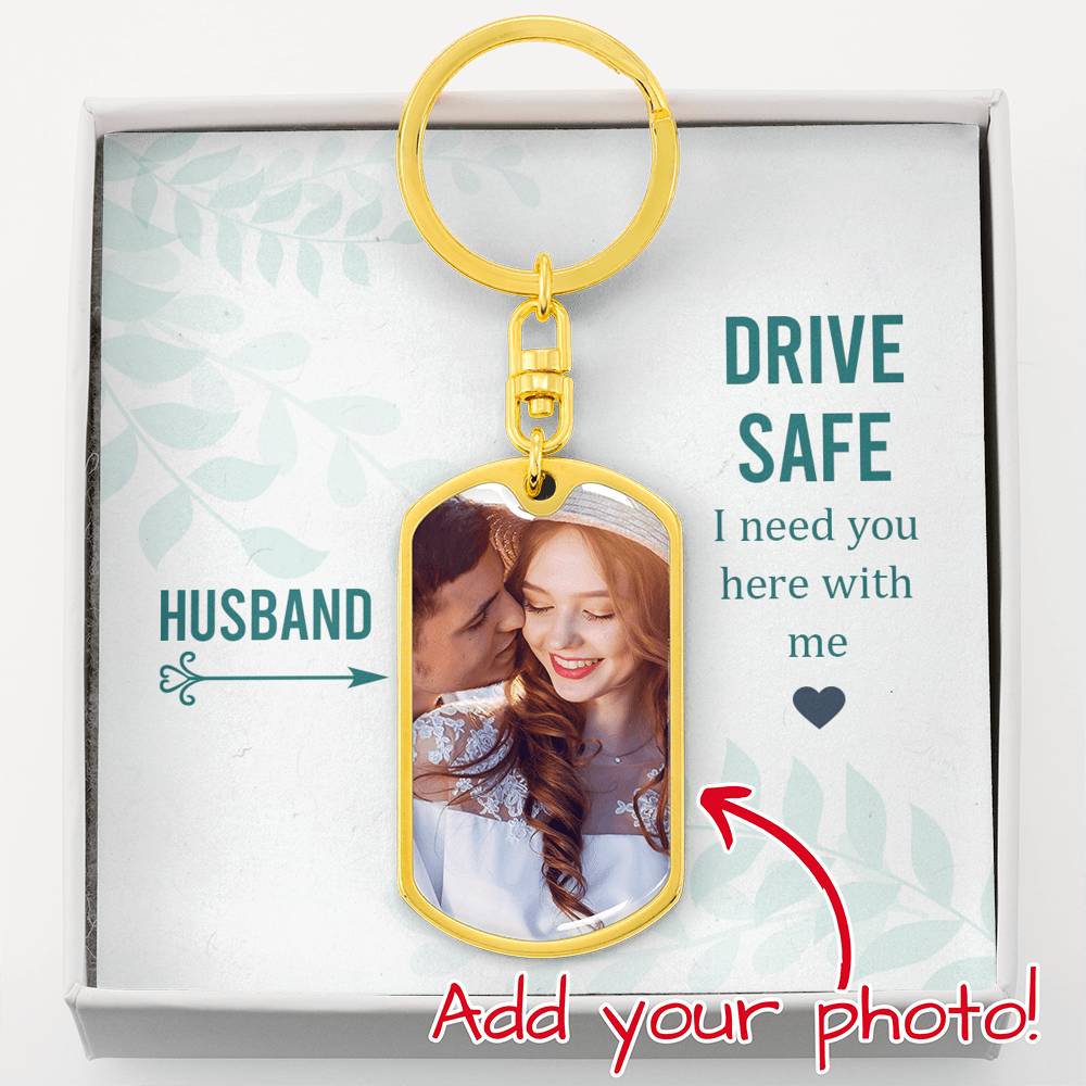 To My Husband -  I Need You Dog Tag Photo Keychain
