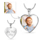 This Heart Pendant Necklace can be personalized with any photo you choose to make it a truly memorable gift. Engrave onto the back of the pendant your loved one's name, your wedding date, an anniversary, or anything else you want to remember and keep you close to her heart.