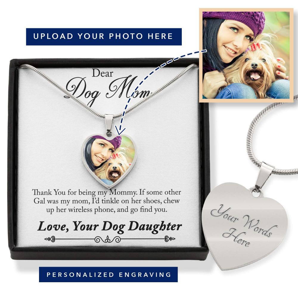 To My Dog Mom Heart Necklace